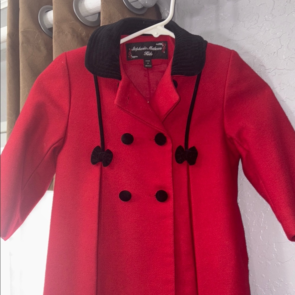 Vintage Stylish Red Pea Coat for Kids